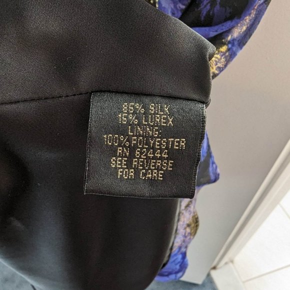 Nicole Miller metallic Purple and Gold floral Halter Dress Size 6 - Picture 7 of 7